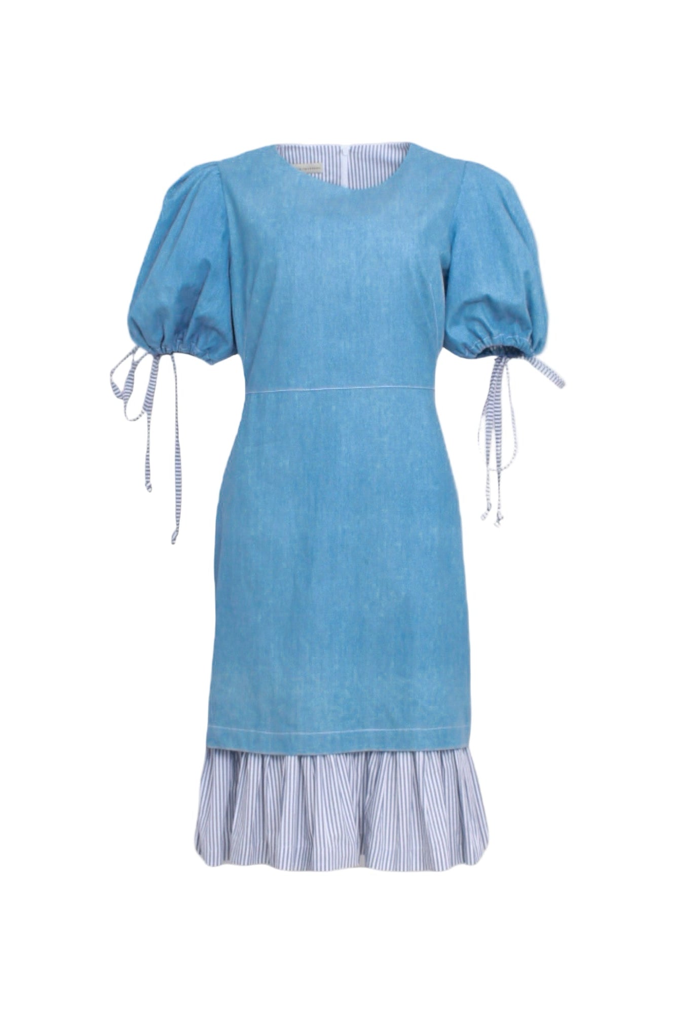Whispering Sky Puff Sleeve Denim Dress