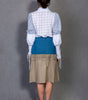 Two-Tone Denim and Ramie Skirt