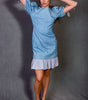 Whispering Sky Puff Sleeve Denim Dress