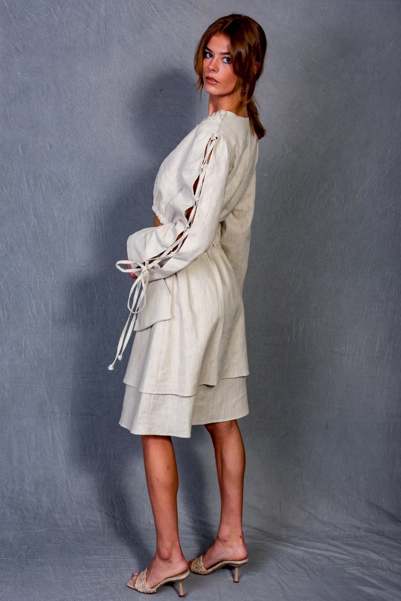 Golden Sands Criss-Cross Tie Organic dress