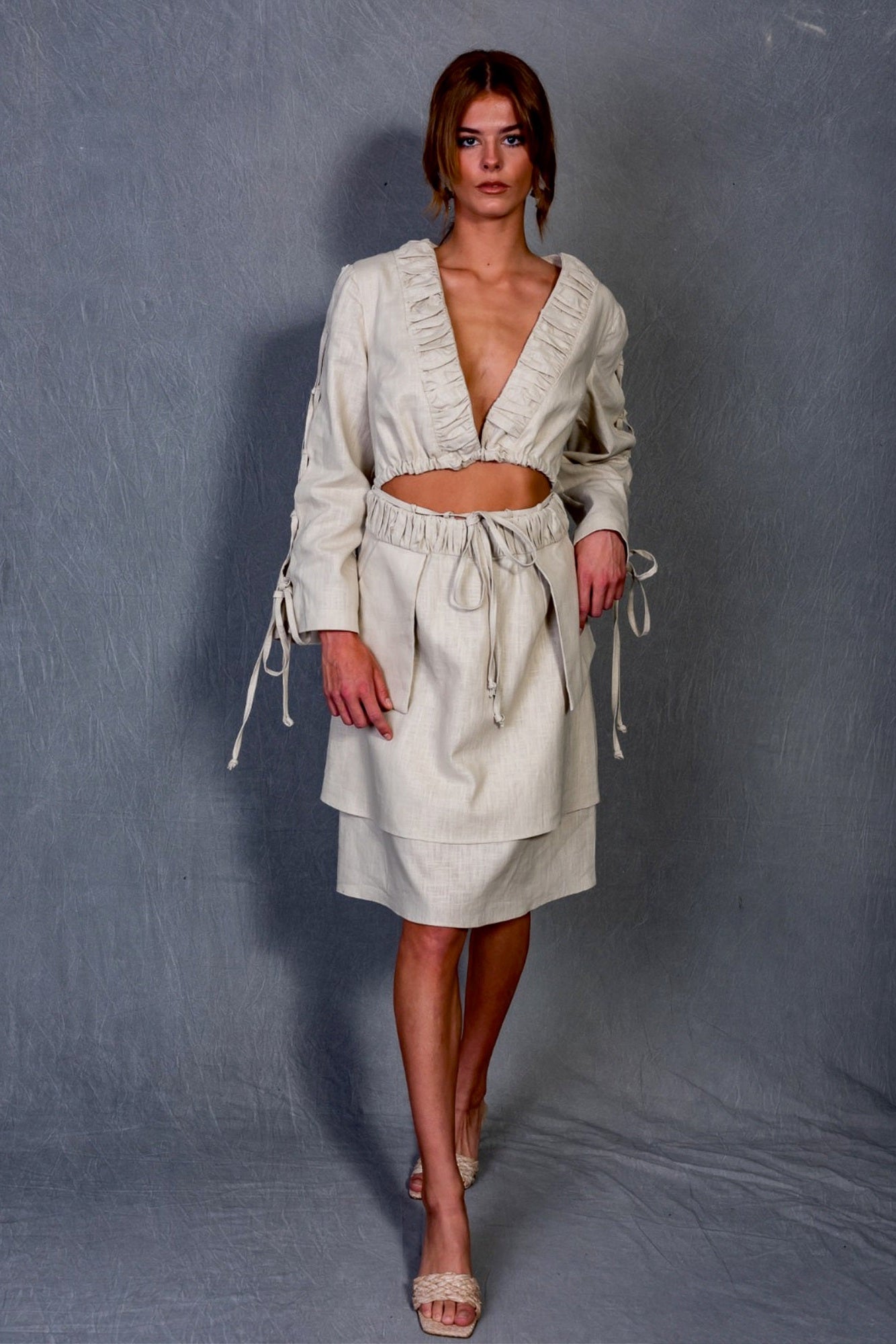 Golden Sands Criss-Cross Tie Organic dress