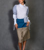 Two-Tone Denim and Ramie Skirt