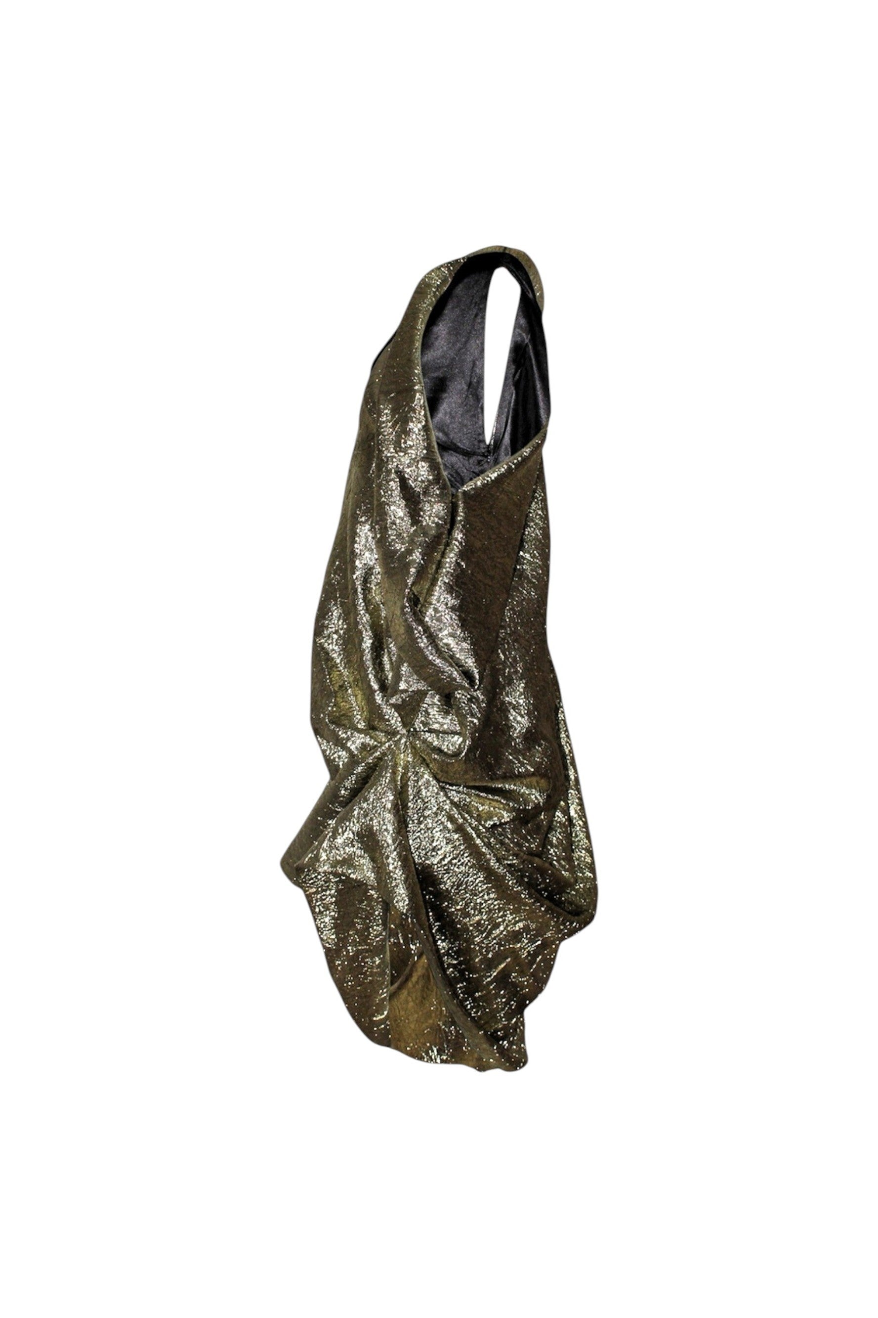 Gold metallic bag on a white background
