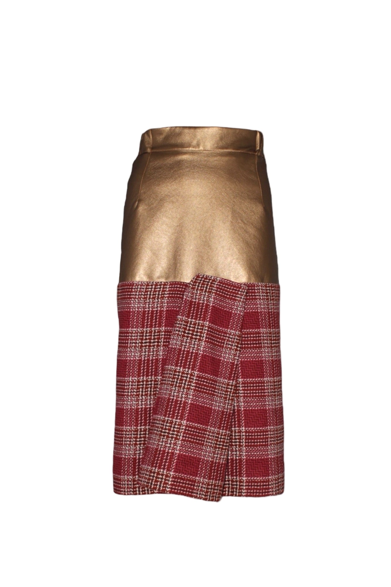 Luxe Metallic Gold & Plaid Skirt