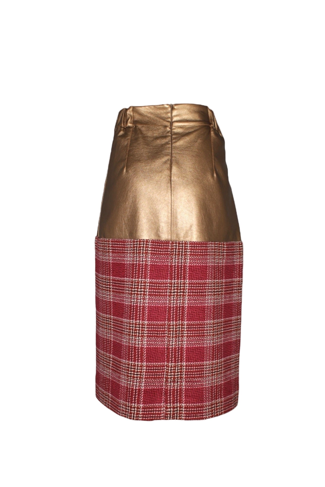Luxe Metallic Gold & Plaid Skirt