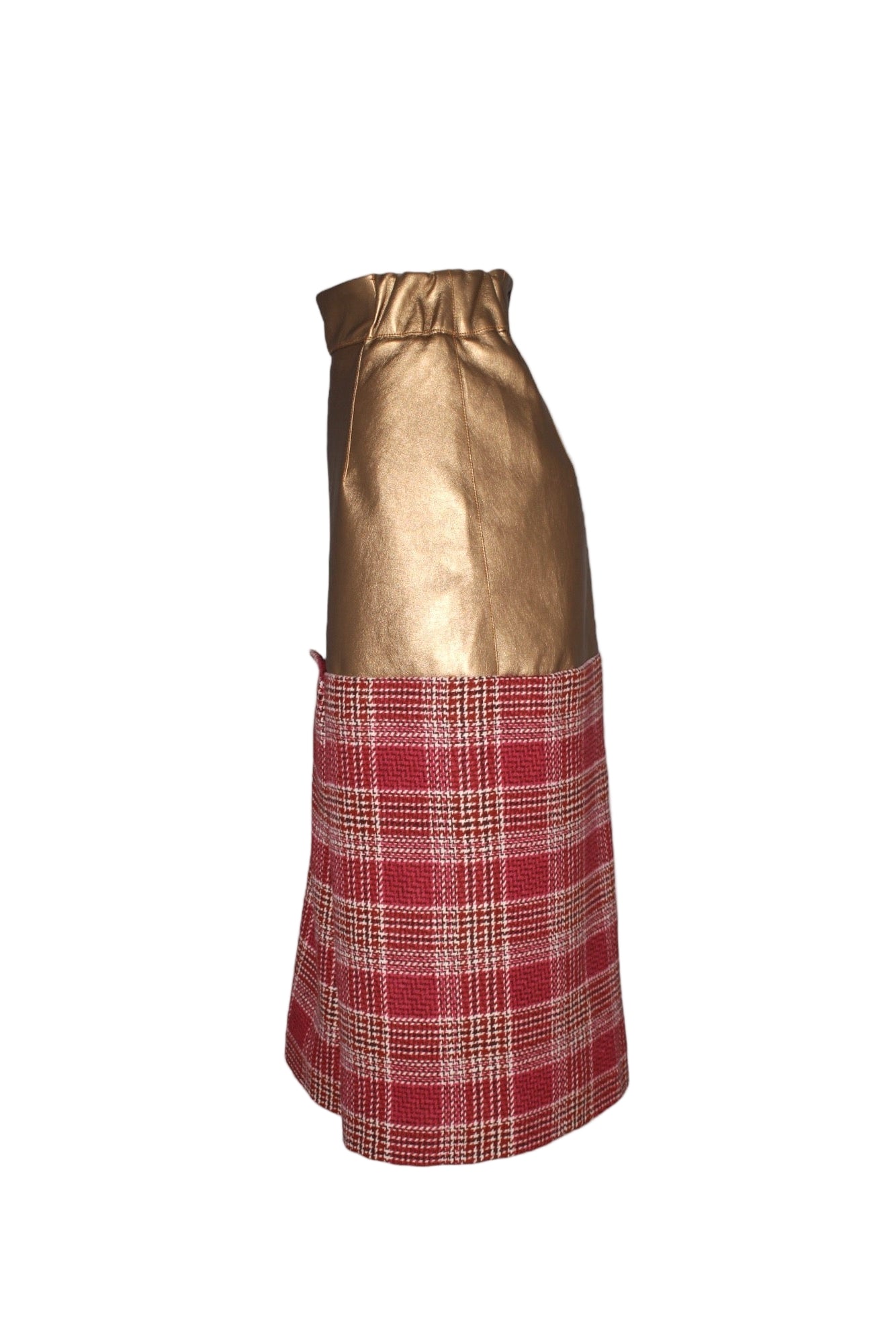 Luxe Metallic Gold & Plaid Skirt