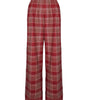 Red Plaid High-Waisted Wide-Leg Pants