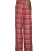 Red Plaid High-Waisted Wide-Leg Pants