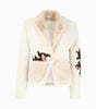 Cream-colored cardigan with floral embroidery on a white background