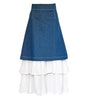 Denim Ruffle Layered Skirt