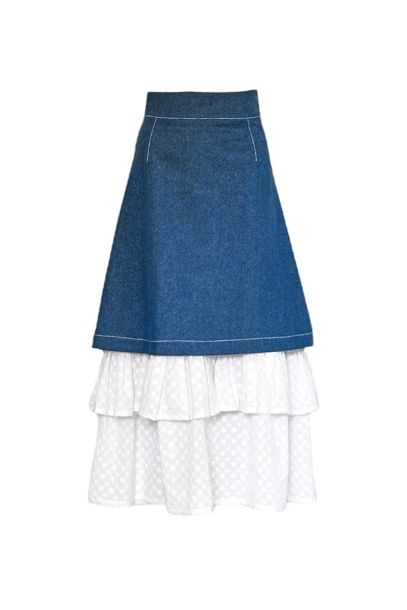 Denim Ruffle Layered Skirt