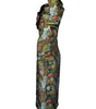 Decorative vase with a textured, multicolored surface on a white background