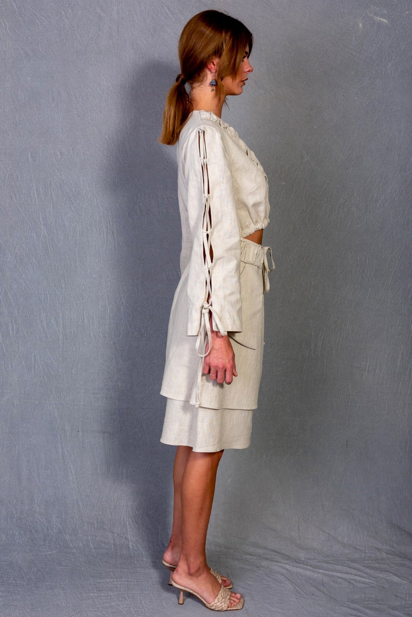 Golden Sands Criss-Cross Tie Organic dress