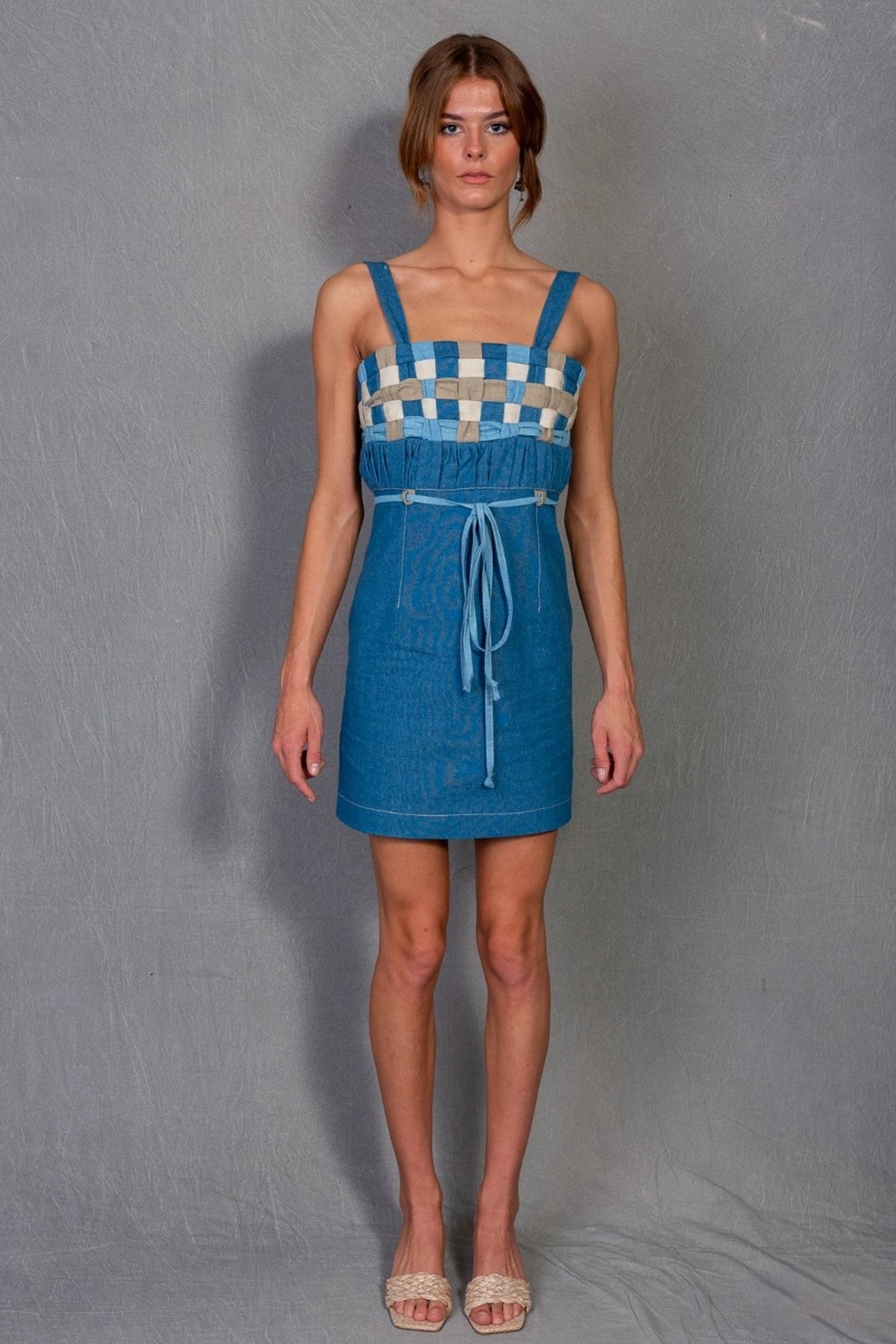 Checkered Charm Denim Dress