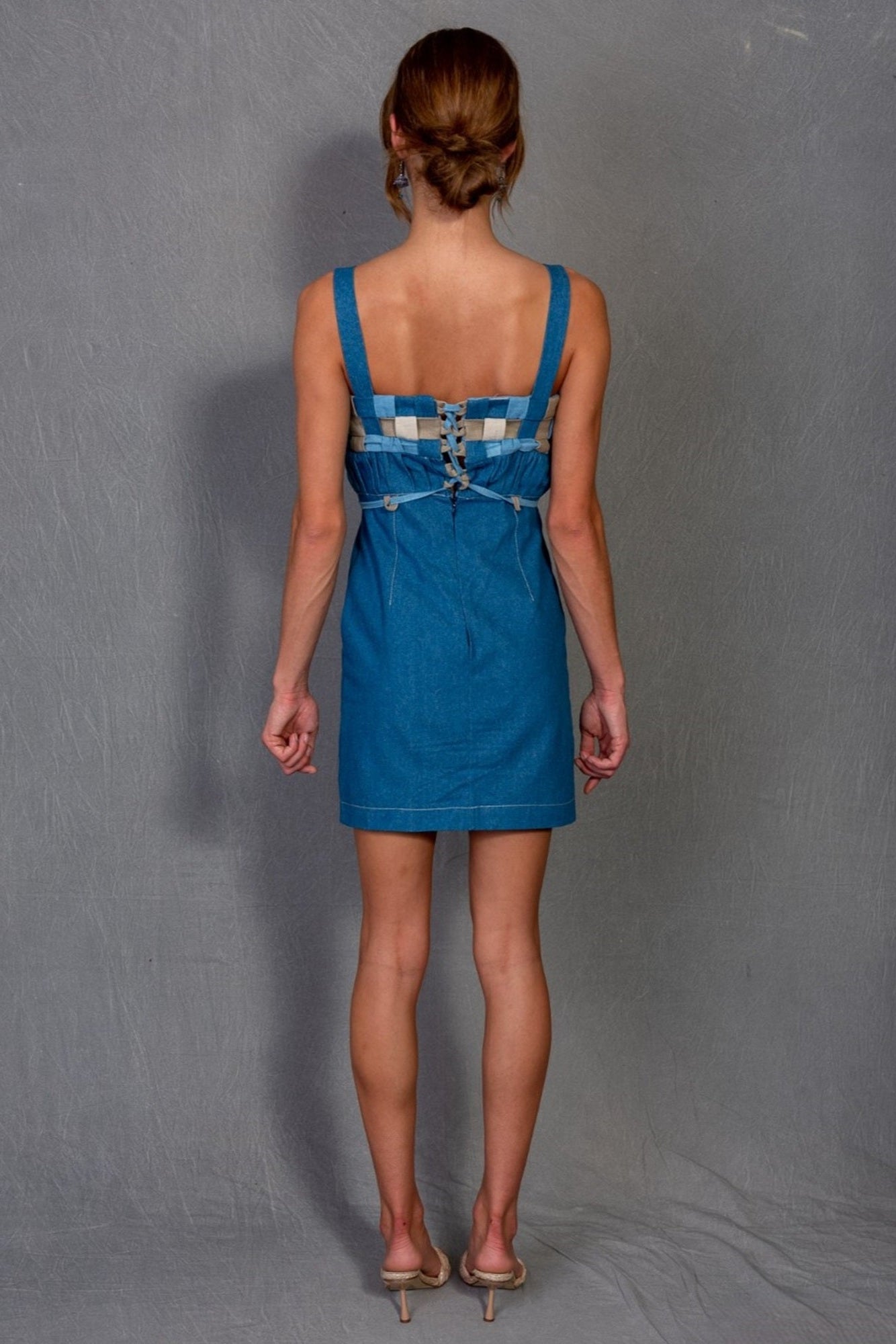 Checkered Charm Denim Dress