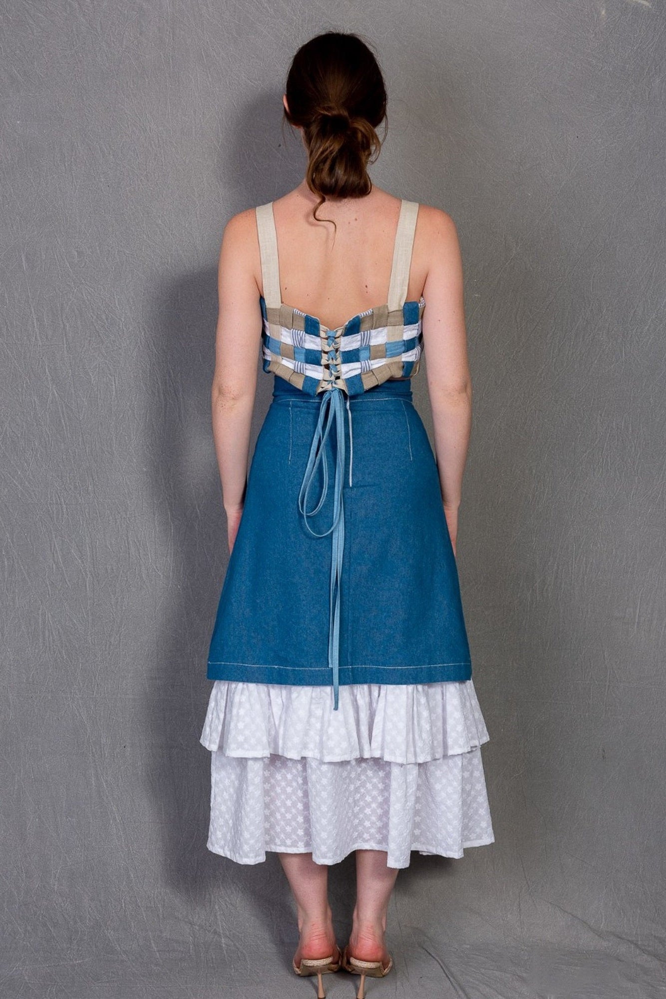 Denim Ruffle Layered Skirt