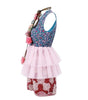 Multicolored dress with floral patterns on a white background
