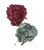Red and gray decorative flowers on a white background