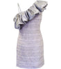 One-shoulder dress with ruffled detail on a white background