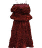 Red velvet dress on a white background