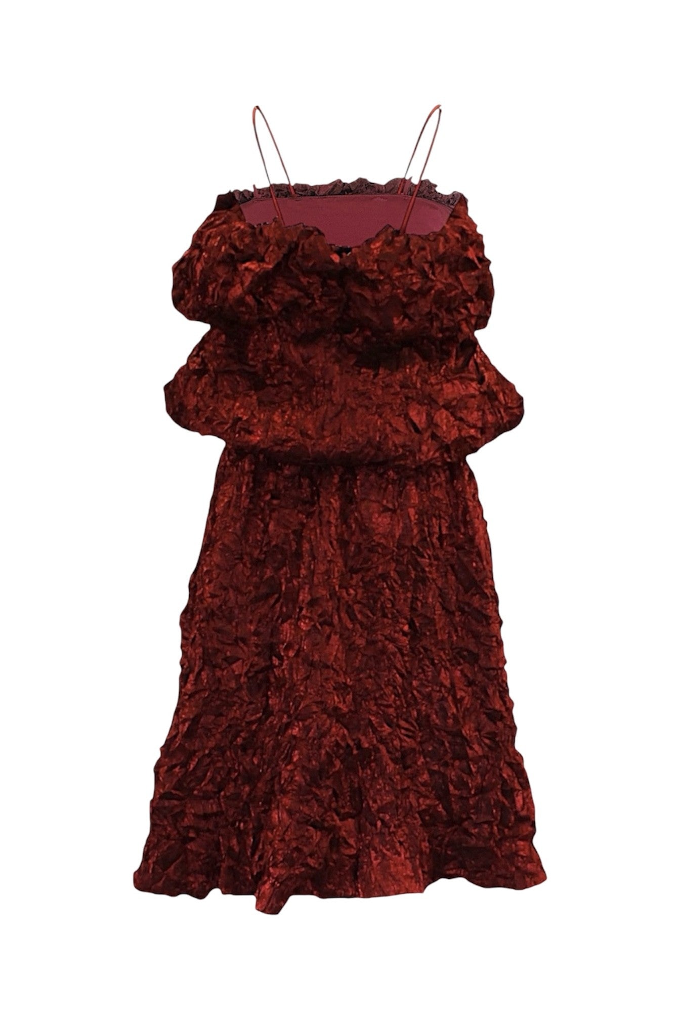 Red velvet dress on a white background