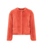 Orange fluffy jacket on a white background