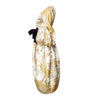 Gold and white patterned inflatable costume on a white background