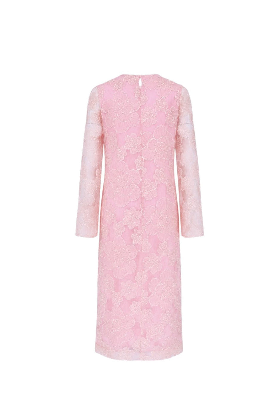 Pink lace dress on a white background