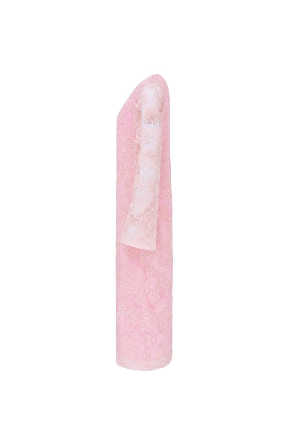 Pink and white textured object on a white background