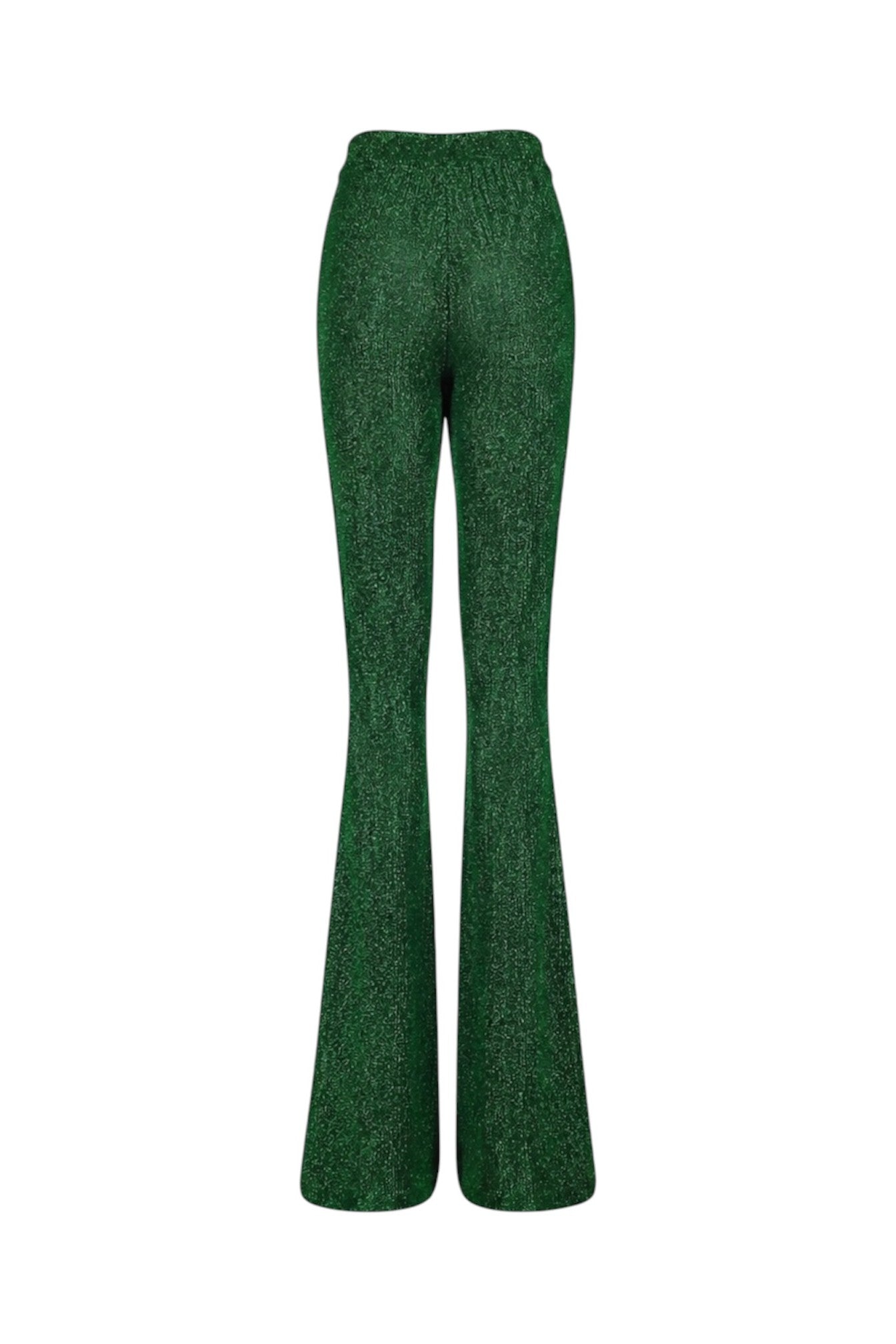 Green flared pants on a white background