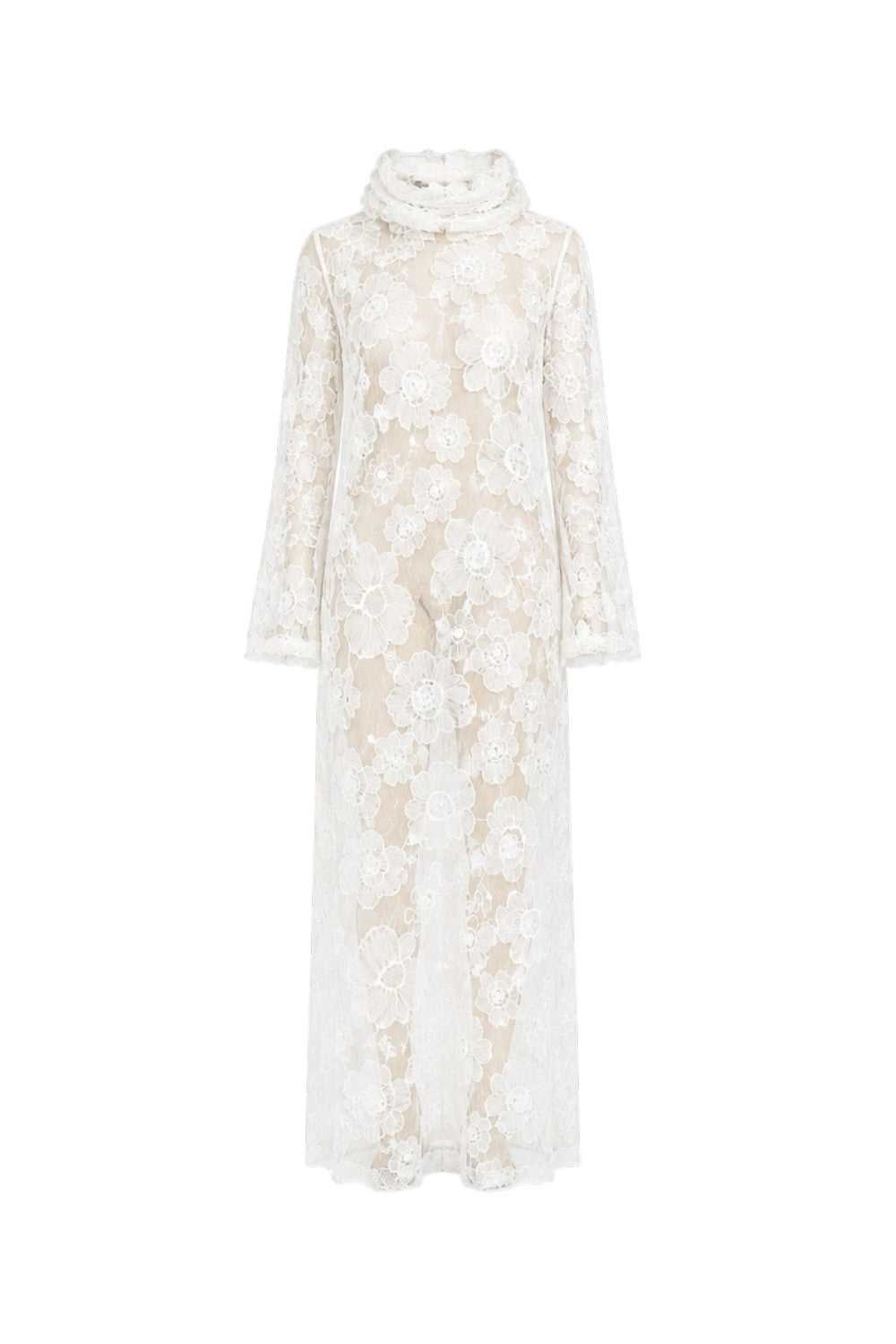 White lace dress on a white background