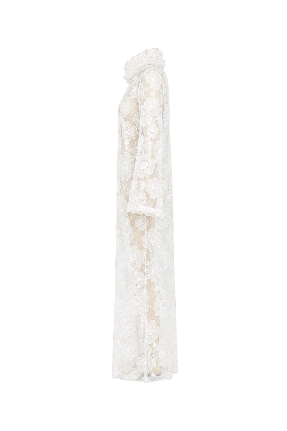White lace dress with a hood on a white background