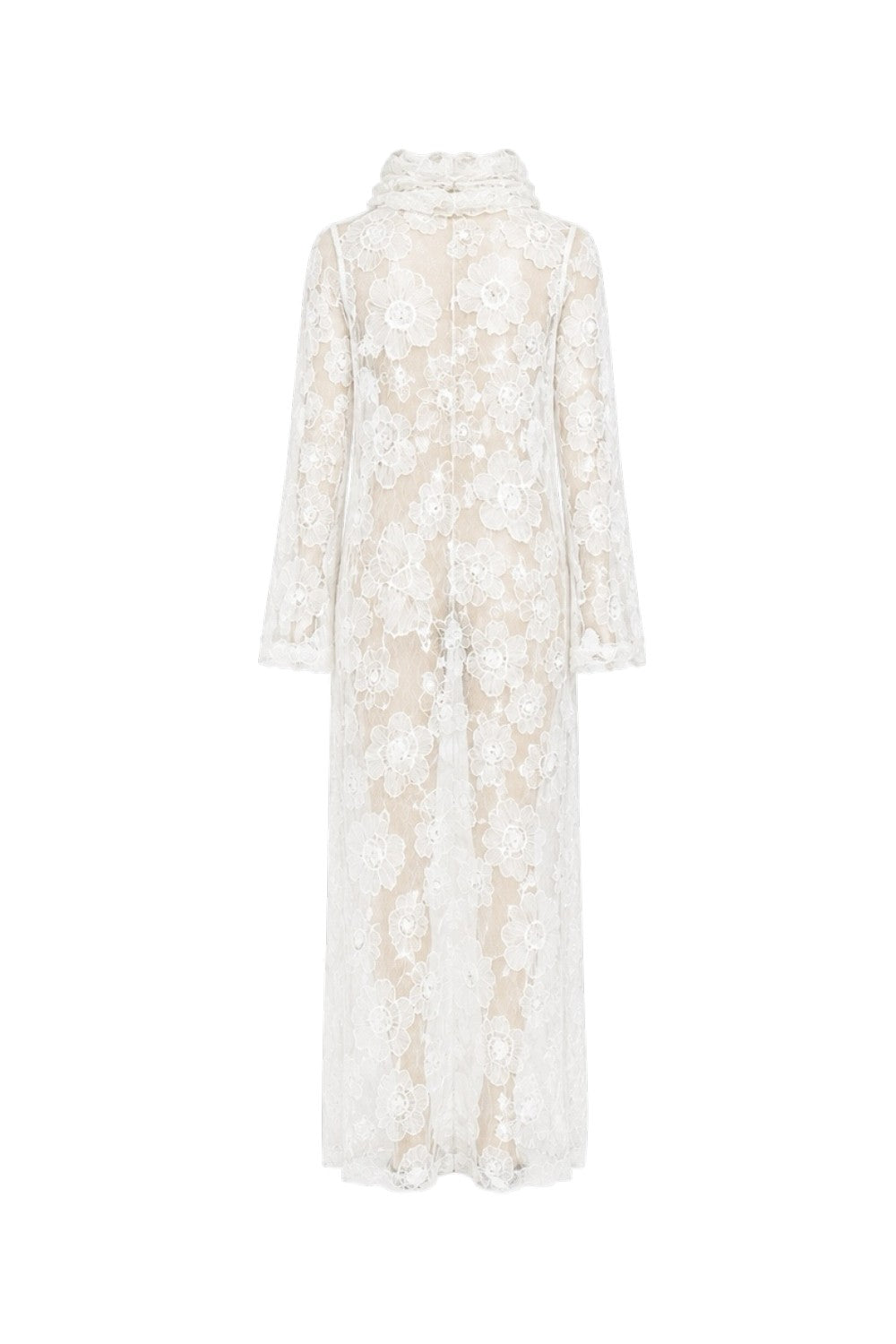 White lace dress on a white background