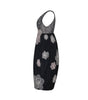 Black dress with floral patterns on a white background