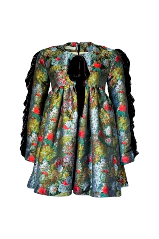 Colorful floral-patterned jacket on a white background