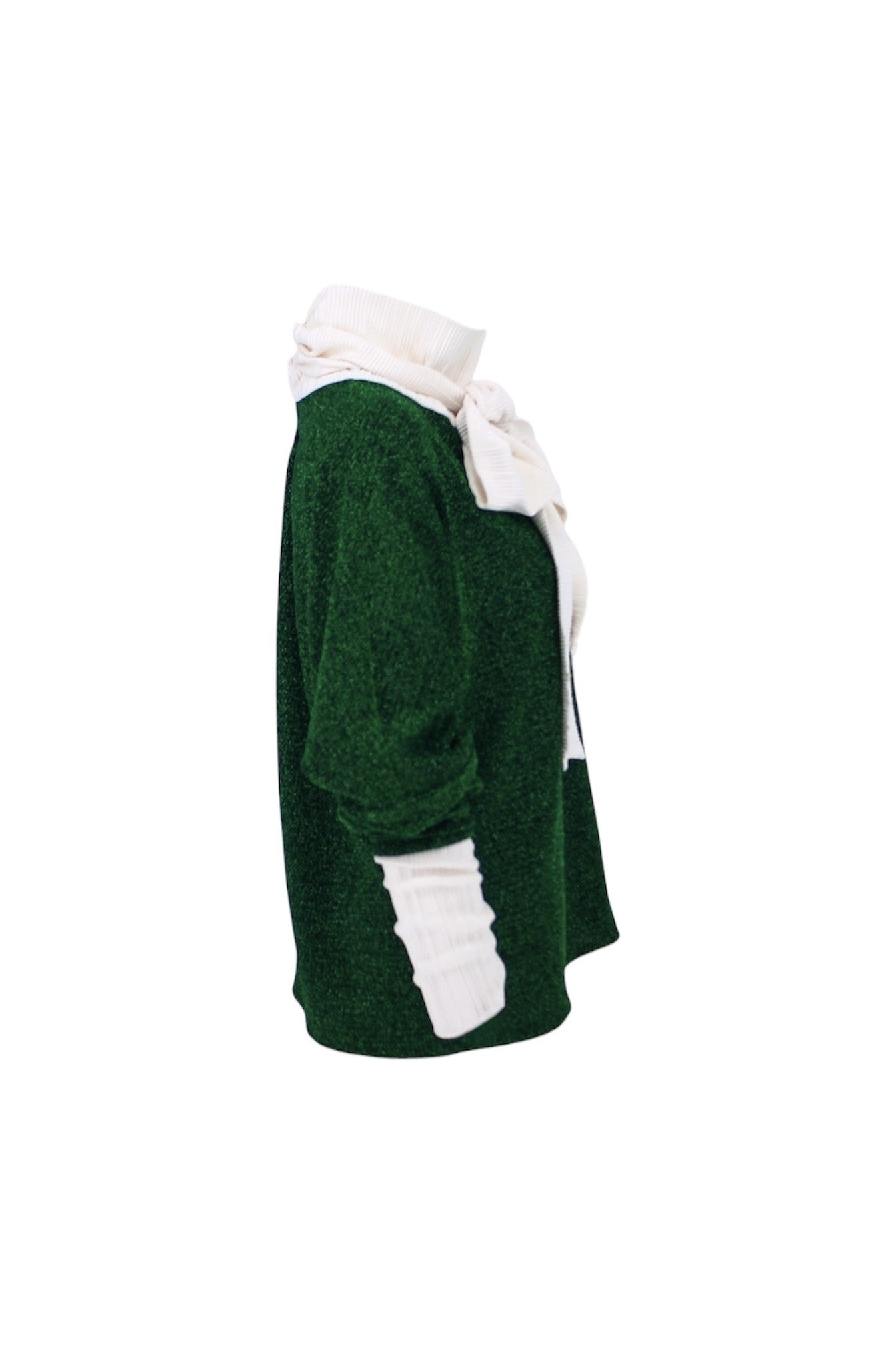 Green and white outfit on a white background