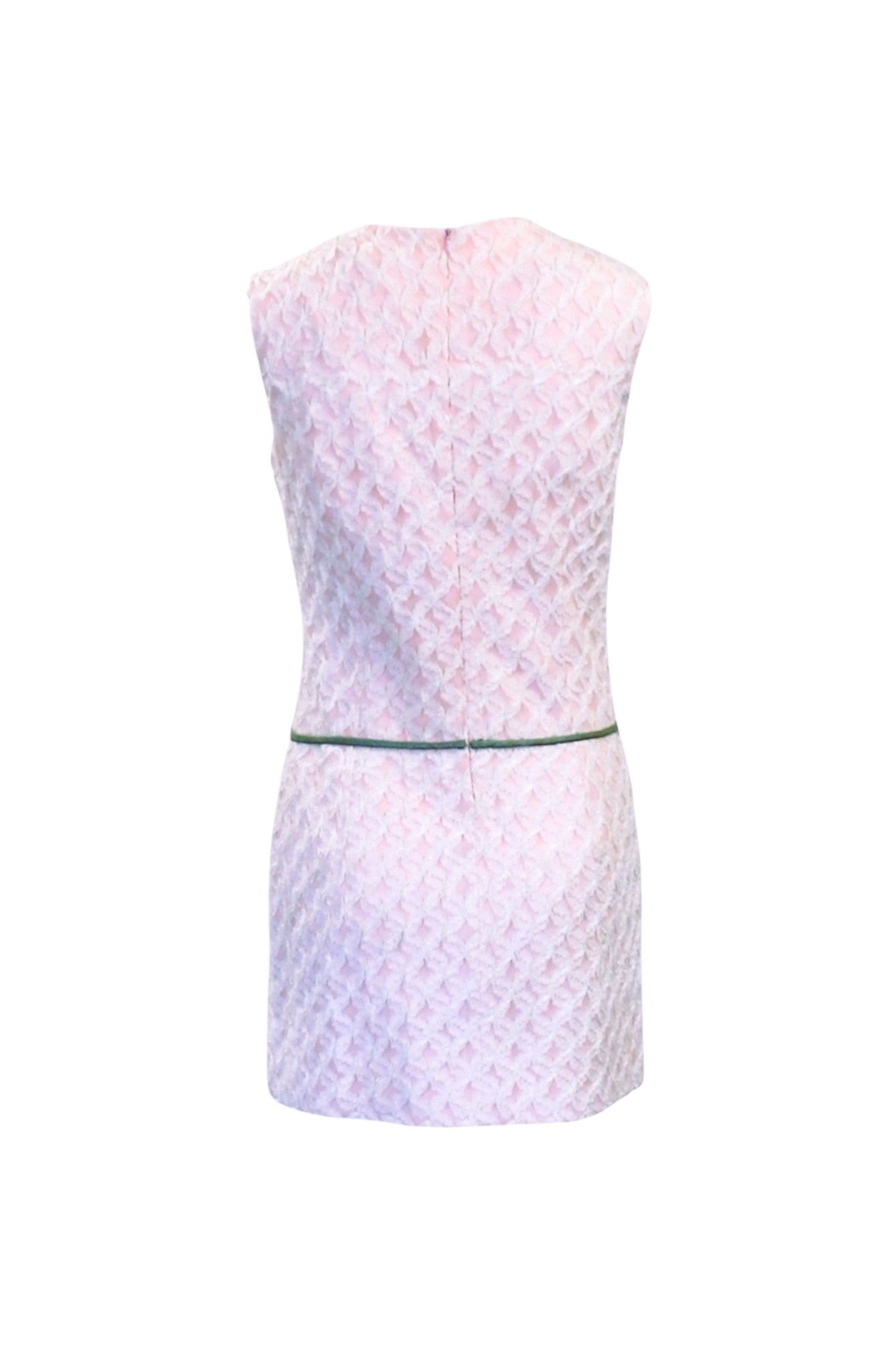 White strapless dress with floral pattern on a white background