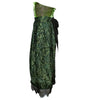 Green dress with floral pattern on a white background