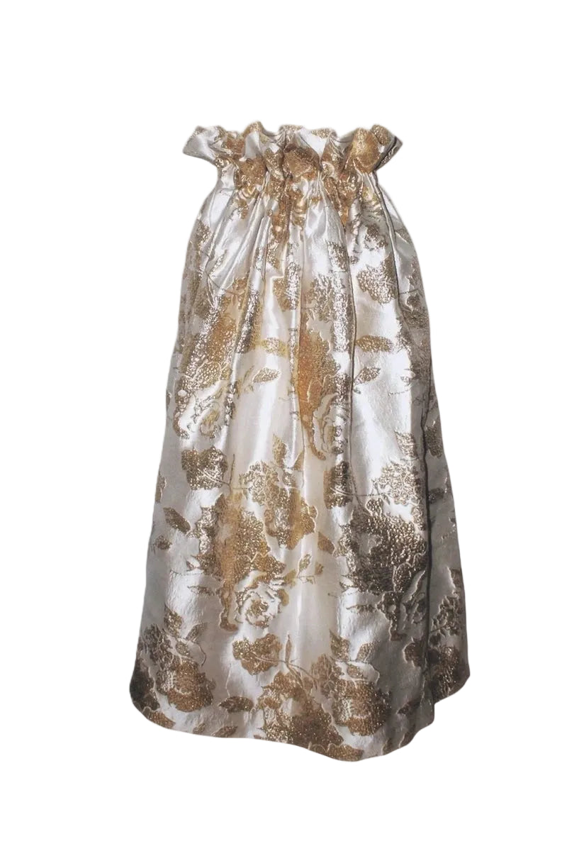Decorative skirt with floral pattern on a white background