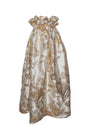 Gold and white floral dress on a white background