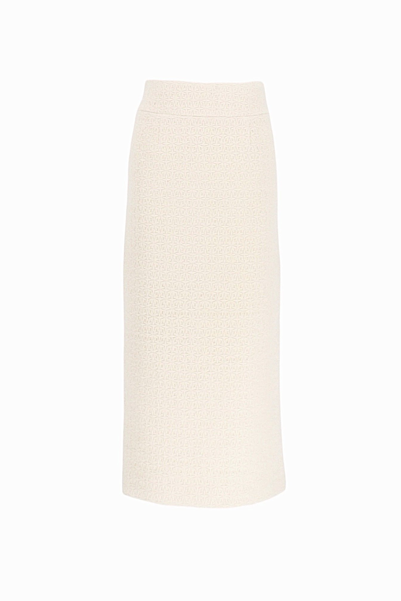 Beige pencil skirt on a white background