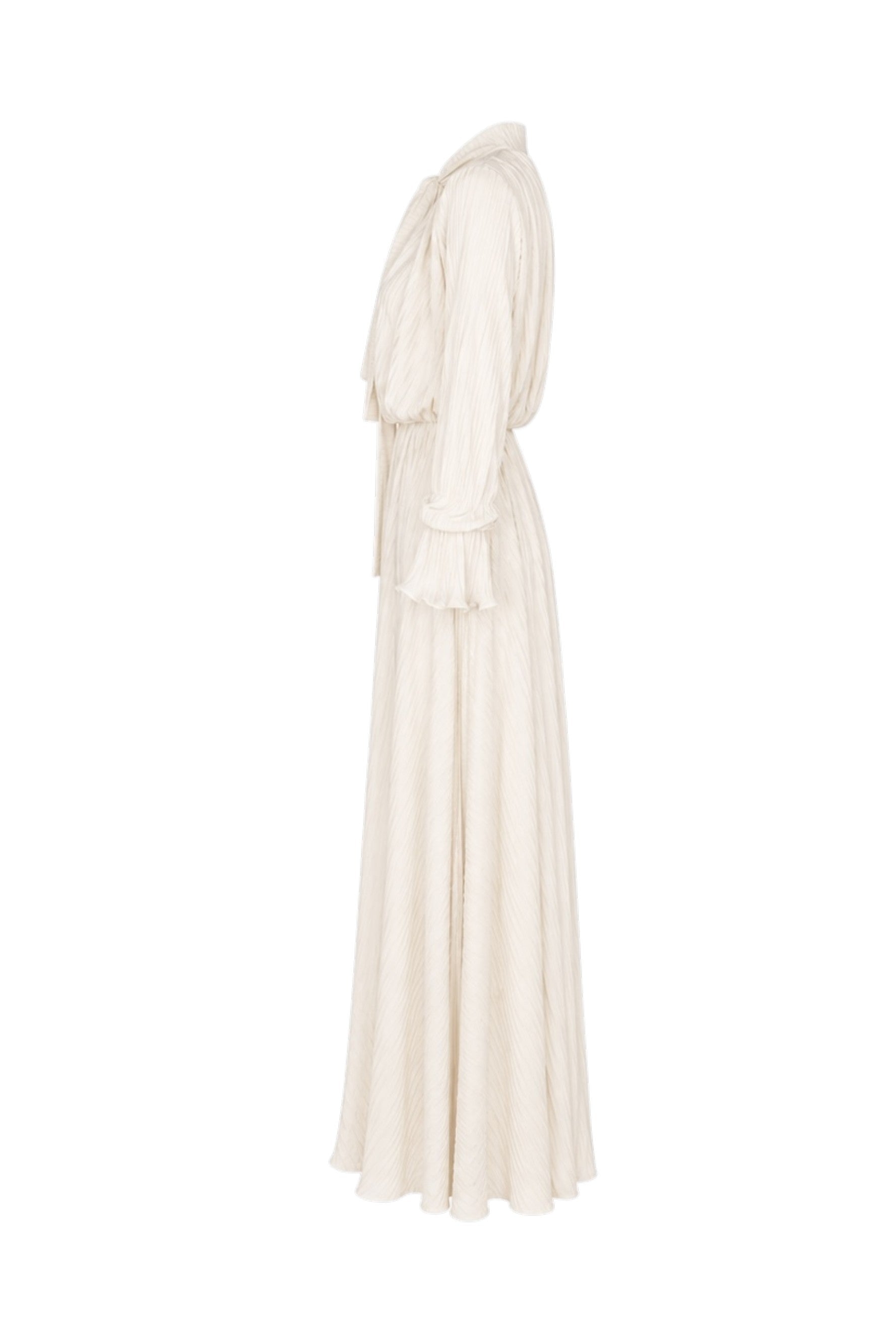 White dress with a bow detail on a white background