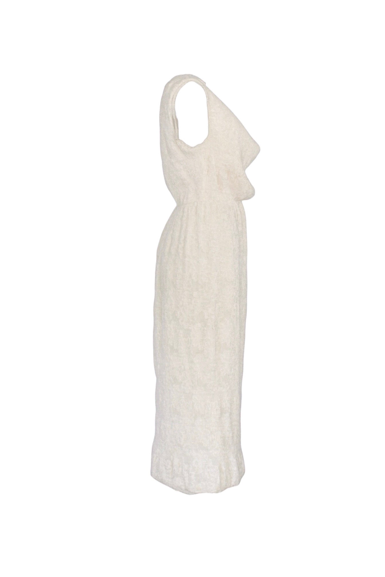 White knit dress on a white background