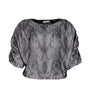 Gray patterned blouse on a white background