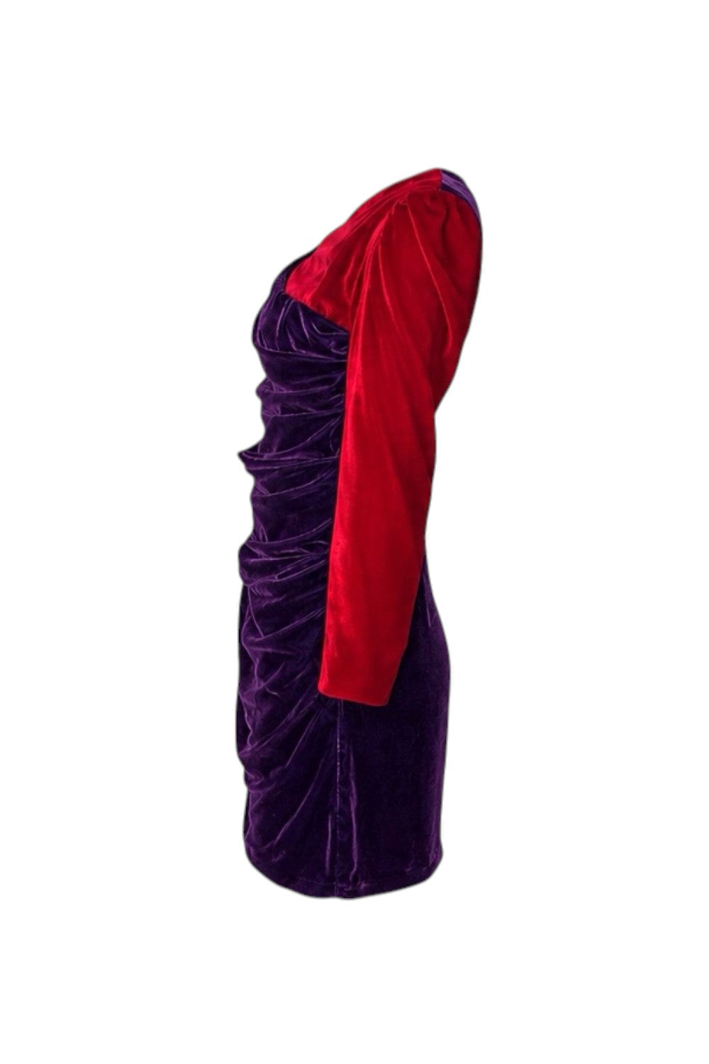 Purple and red dress on a white background