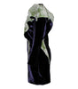Black garment with a green floral hood on a white background