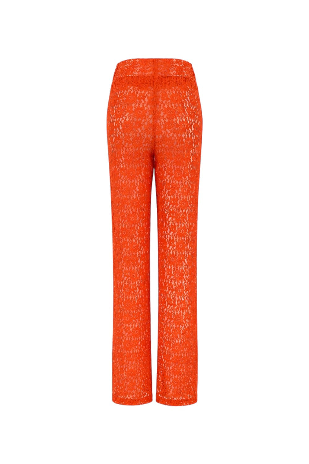 Orange pants with a subtle pattern on a white background