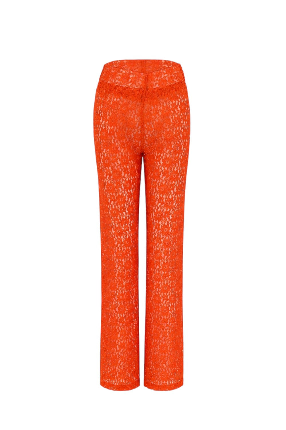 Orange lace pants on a white background