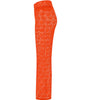 Orange knee-high sock with a textured pattern on a white background