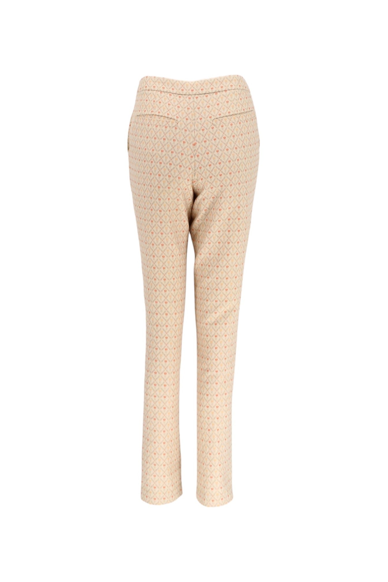Beige patterned pants on a white background